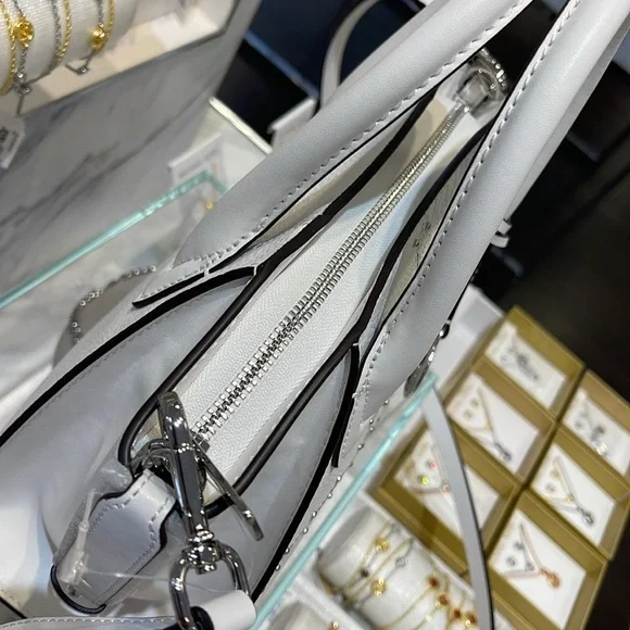 Michael Kors Avril Small Studded Patchwork and Signature Logo Satchel Crossbody - Picture 14 of 16